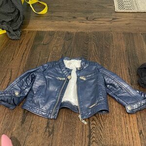 Twinset sz 2 navy leather jacket